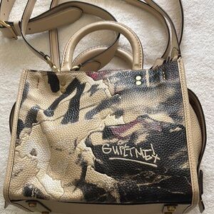 Coach Beige and Black Women's Bag with Artist Logo